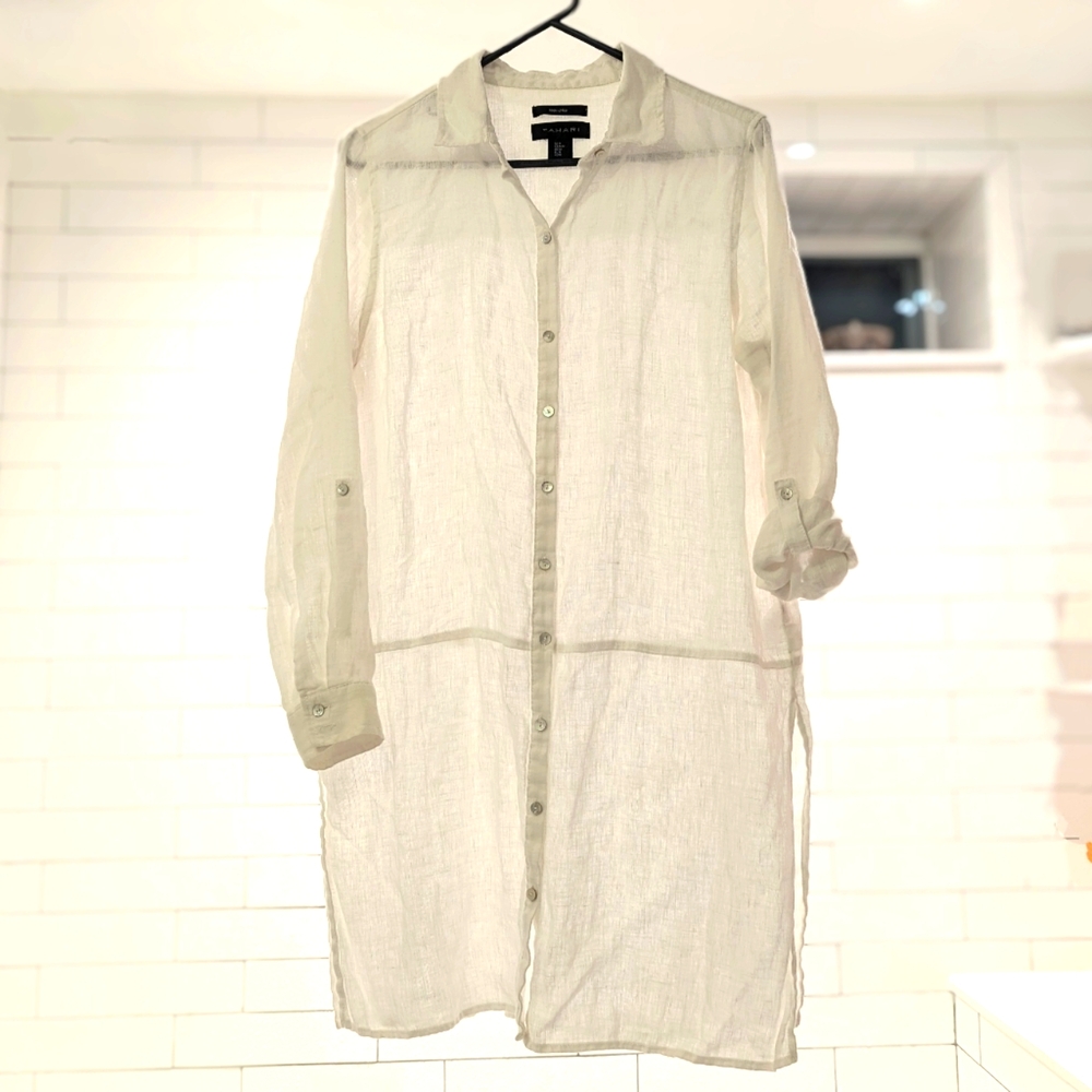 Tahari linen beach coverup